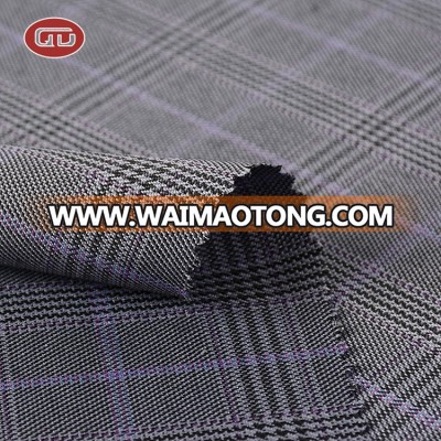 Factory supply wholesale garment customized fashion plaid pattern grey suit fabric